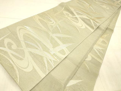 平和屋着物＊夏物 六通柄袋帯 流水草葉文 金銀糸 正絹 逸品 DAAX0310cm