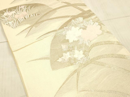平和屋着物＊夏物 六通柄 京袋帯 唐織 地紙草花文 銀糸 正絹 逸品 DAAX0311cm