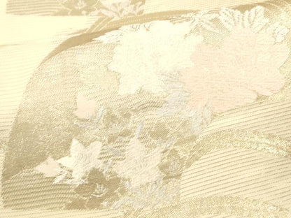 平和屋着物＊夏物 六通柄 京袋帯 唐織 地紙草花文 銀糸 正絹 逸品 DAAX0311cm