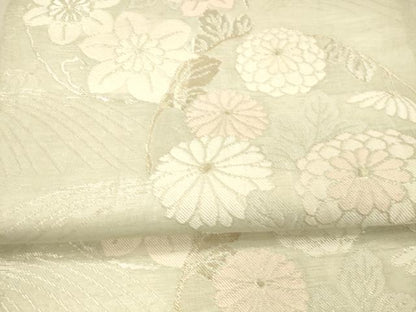 平和屋着物＊夏物 六通柄袋帯 流水草花文 金銀糸 正絹 逸品 DAAX0317cm