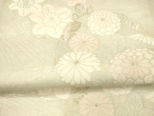 平和屋着物＊夏物 六通柄袋帯 流水草花文 金銀糸 正絹 逸品 DAAX0317cm