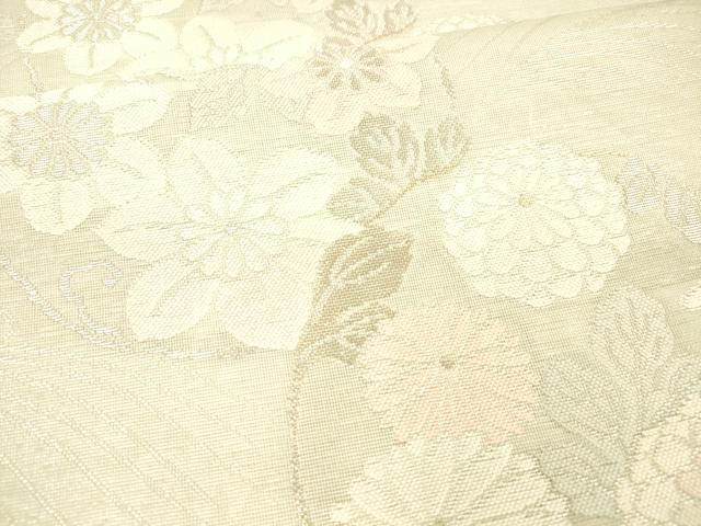 平和屋着物＊夏物 六通柄袋帯 流水草花文 金銀糸 正絹 逸品 DAAX0317cm