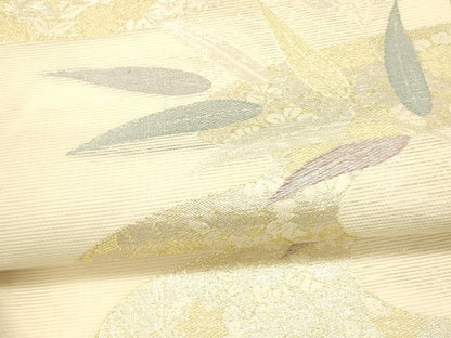 平和屋着物＊夏物 六通柄袋帯 京ころも 流水草葉文 銀糸 正絹 逸品 DAAX0318cm