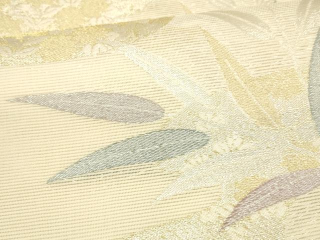 平和屋着物＊夏物 六通柄袋帯 京ころも 流水草葉文 銀糸 正絹 逸品 DAAX0318cm