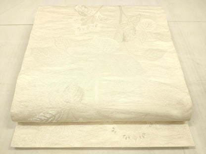 平和屋着物＊夏物 全通柄 本袋帯 草花文 銀糸 正絹 逸品 DAAX0319cm