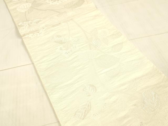 平和屋着物＊夏物 全通柄 本袋帯 草花文 銀糸 正絹 逸品 DAAX0319cm