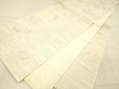平和屋着物＊夏物 全通柄 本袋帯 草花文 銀糸 正絹 逸品 DAAX0319cm