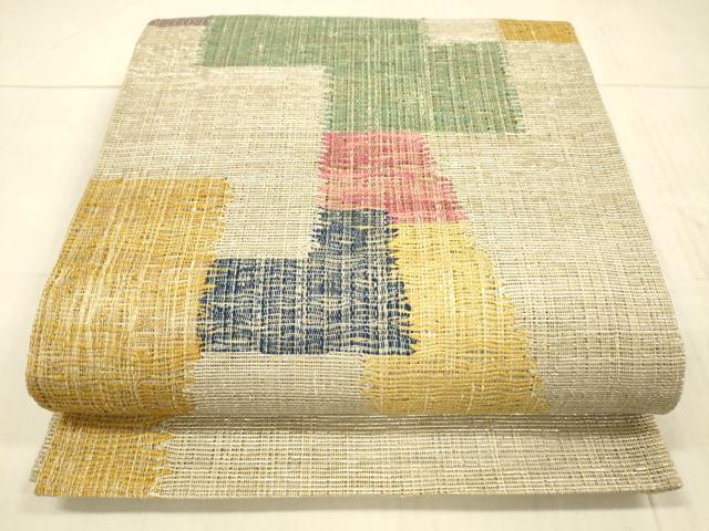 平和屋着物＊夏物 六通柄袋帯 抽象文様 銀糸 正絹 逸品 DAAX0320cm