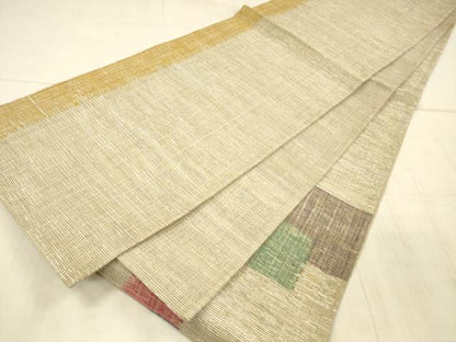 平和屋着物＊夏物 六通柄袋帯 抽象文様 銀糸 正絹 逸品 DAAX0320cm