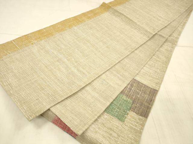 平和屋着物＊夏物 六通柄袋帯 抽象文様 銀糸 正絹 逸品 DAAX0320cm