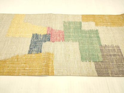 平和屋着物＊夏物 六通柄袋帯 抽象文様 銀糸 正絹 逸品 DAAX0320cm