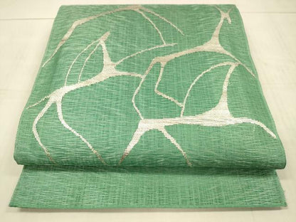 平和屋着物＊夏物　太鼓柄袋帯　鹿　銀糸　正絹　逸品　DAAX0321cm