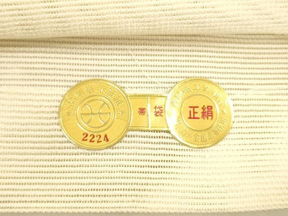 平和屋着物＊夏物 西陣 六通柄袋帯 彩夏 流水草花文 銀糸 証紙付き 正絹 逸品 DAAX0322cm