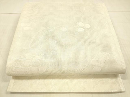 平和屋着物＊夏物 六通柄袋帯 流水草葉文 銀糸 正絹 逸品 DAAX0324cm