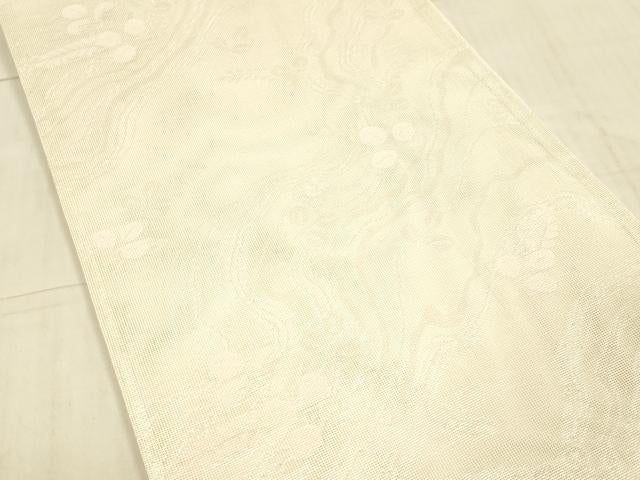 平和屋着物＊夏物 六通柄袋帯 流水草葉文 銀糸 正絹 逸品 DAAX0324cm