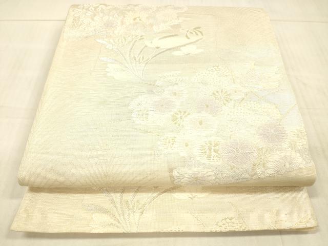 平和屋着物＊夏物 六通柄袋帯 草花文 金銀糸 正絹 逸品 DAAX0327cm