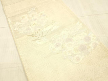 平和屋着物＊夏物 六通柄袋帯 草花文 金銀糸 正絹 逸品 DAAX0327cm