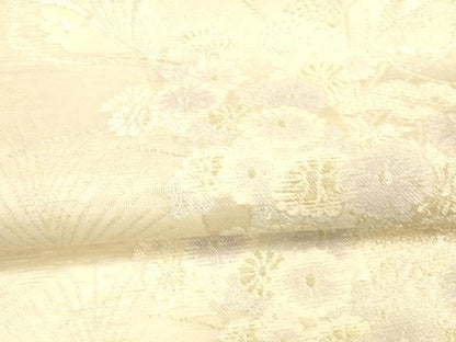 平和屋着物＊夏物 六通柄袋帯 草花文 金銀糸 正絹 逸品 DAAX0327cm