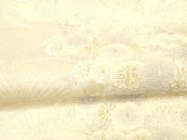 平和屋着物＊夏物 六通柄袋帯 草花文 金銀糸 正絹 逸品 DAAX0327cm