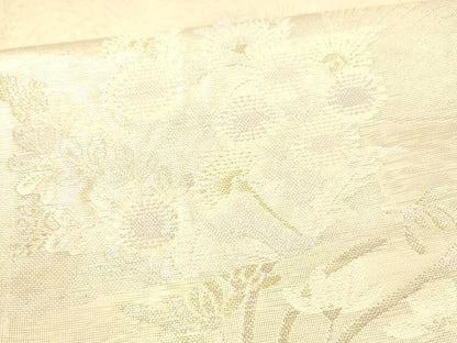 平和屋着物＊夏物 六通柄袋帯 草花文 金銀糸 正絹 逸品 DAAX0327cm