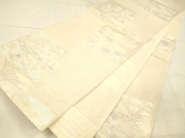 平和屋着物＊夏物 六通柄袋帯 草花文 金銀糸 正絹 逸品 DAAX0327cm
