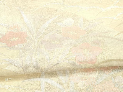 平和屋着物＊夏物 六通柄袋帯 草花文 銀糸 正絹 逸品 DAAX0329cm