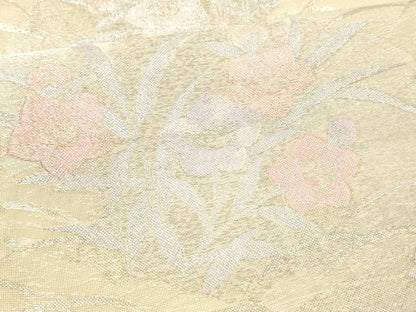 平和屋着物＊夏物 六通柄袋帯 草花文 銀糸 正絹 逸品 DAAX0329cm