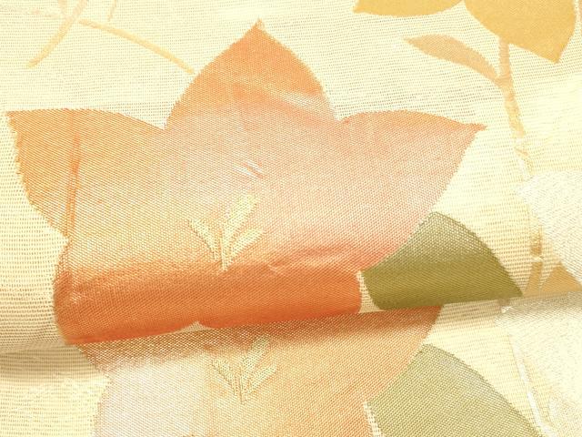 平和屋着物＊夏物 六通柄袋帯 草花文 金銀糸 正絹 逸品 DAAX0331cm