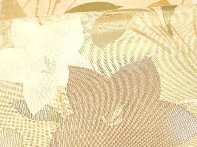 平和屋着物＊夏物 六通柄袋帯 草花文 金銀糸 正絹 逸品 DAAX0331cm