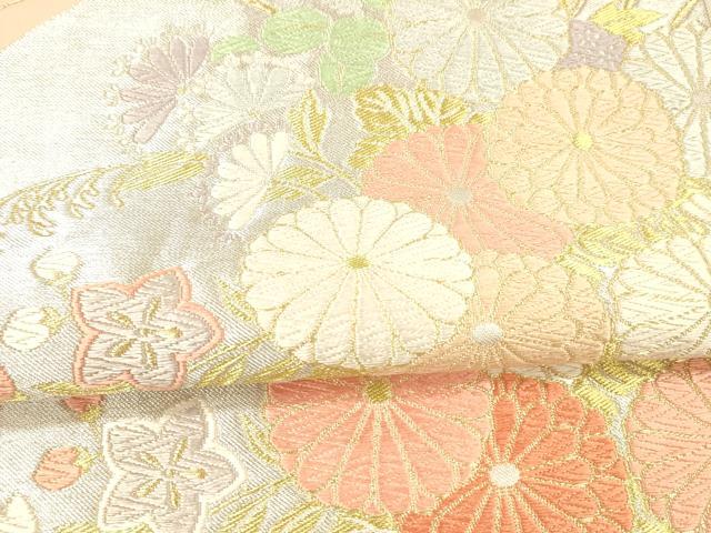 平和屋着物●西陣　川島織物　六通柄　本袋帯　唐織　花車文　金銀糸　正絹　逸品　DAAX0348cm