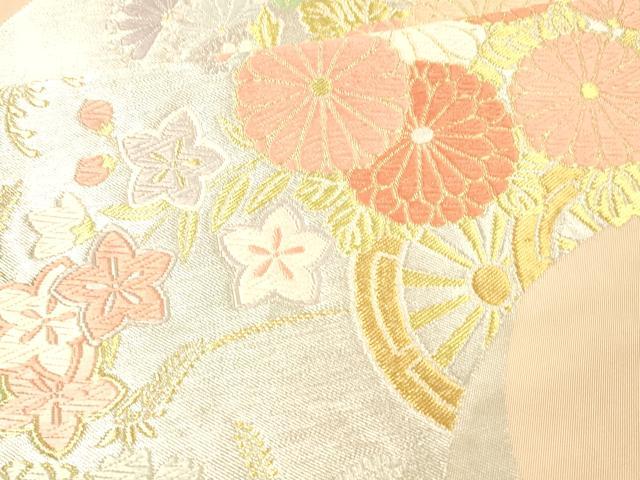 平和屋着物●西陣　川島織物　六通柄　本袋帯　唐織　花車文　金銀糸　正絹　逸品　DAAX0348cm