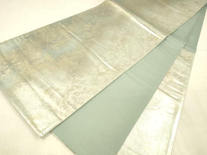 平和屋着物▼六通柄袋帯　霞文　金銀糸　引箔　正絹　逸品　DAAX0359cm