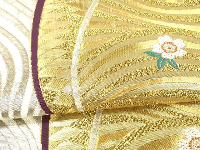 平和屋着物▼六通柄袋帯　舞花文　金銀糸　正絹　逸品　DAAX0363cm