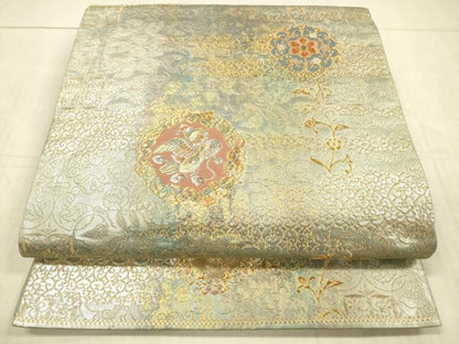 平和屋着物▼六通柄袋帯 正倉院唐草華文 金銀糸 正絹 逸品 DAAX0364cm