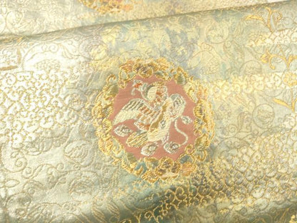 平和屋着物▼六通柄袋帯 正倉院唐草華文 金銀糸 正絹 逸品 DAAX0364cm