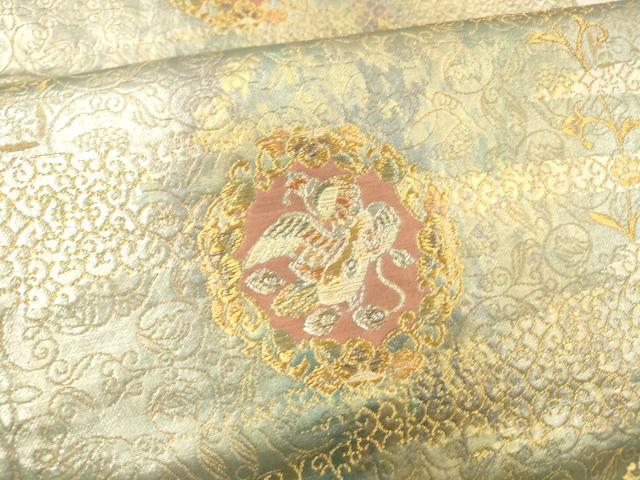 平和屋着物▼六通柄袋帯 正倉院唐草華文 金銀糸 正絹 逸品 DAAX0364cm