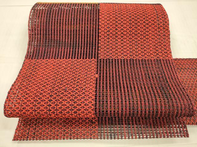 平和屋着物＊夏物 八寸名古屋帯 市松文様 正絹 逸品 DAAX0459cm