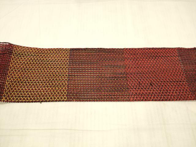 平和屋着物＊夏物 八寸名古屋帯 市松文様 正絹 逸品 DAAX0459cm