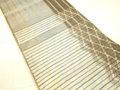 平和屋着物＊夏物 太鼓柄袋帯 横段抽象文 金糸 正絹 逸品 DAAX0461cm
