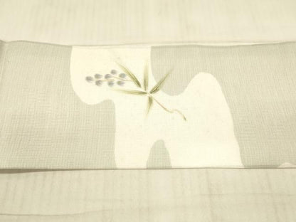 平和屋着物＊夏物 九寸名古屋帯 手描き 葡萄蔦の葉文 金銀彩 正絹 逸品 DAAX0462cm