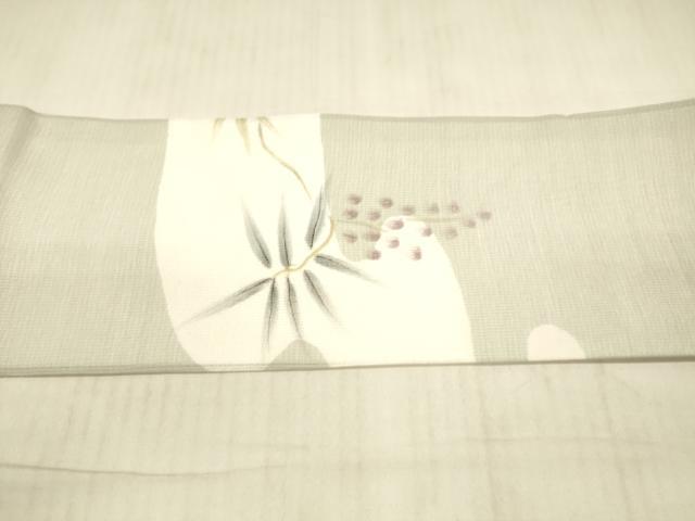 平和屋着物＊夏物 九寸名古屋帯 手描き 葡萄蔦の葉文 金銀彩 正絹 逸品 DAAX0462cm