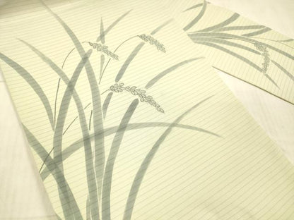 平和屋着物＊夏物 絽塩瀬 九寸名古屋帯 手描き 稲穂 正絹 逸品 DAAX0467cm
