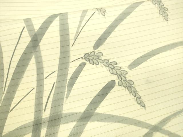 平和屋着物＊夏物 絽塩瀬 九寸名古屋帯 手描き 稲穂 正絹 逸品 DAAX0467cm