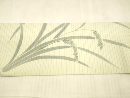 平和屋着物＊夏物 絽塩瀬 九寸名古屋帯 手描き 稲穂 正絹 逸品 DAAX0467cm