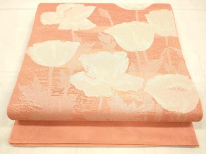 平和屋着物＊夏物 太鼓柄 本袋帯 草花文 銀糸 正絹 逸品 DAAX0469cm