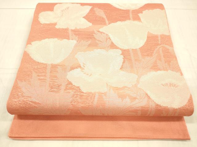 平和屋着物＊夏物 太鼓柄 本袋帯 草花文 銀糸 正絹 逸品 DAAX0469cm