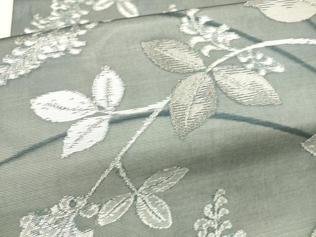 平和屋着物＊夏物 九寸開き名古屋帯 草葉文 銀糸 正絹 逸品 DAAX0470cm