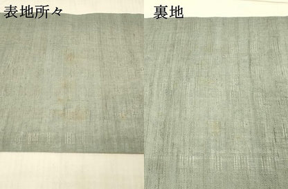 平和屋着物＊夏物　九寸名古屋帯　型染　草葉文　麻　逸品　DAAX0472cm