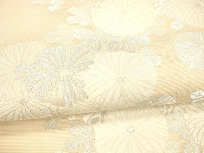 平和屋着物＊夏物　六通柄袋帯　草花文　銀糸　正絹　逸品　DAAX0473cm