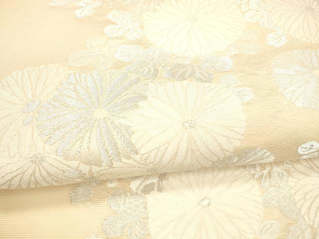 平和屋着物＊夏物　六通柄袋帯　草花文　銀糸　正絹　逸品　DAAX0473cm